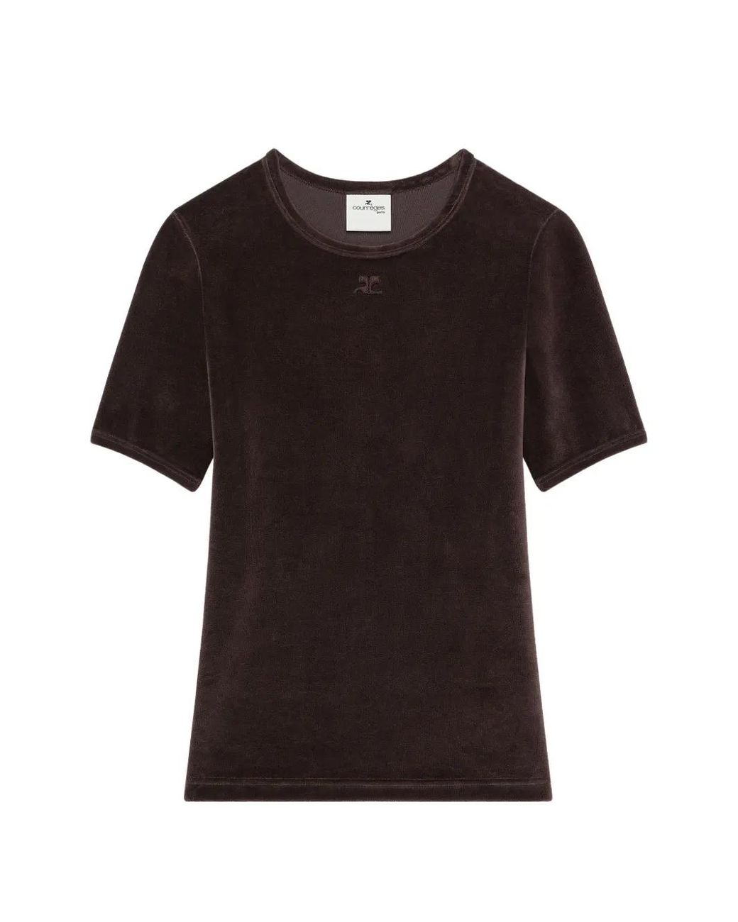 Courreges Black Velvet Fitted T-Shirt
