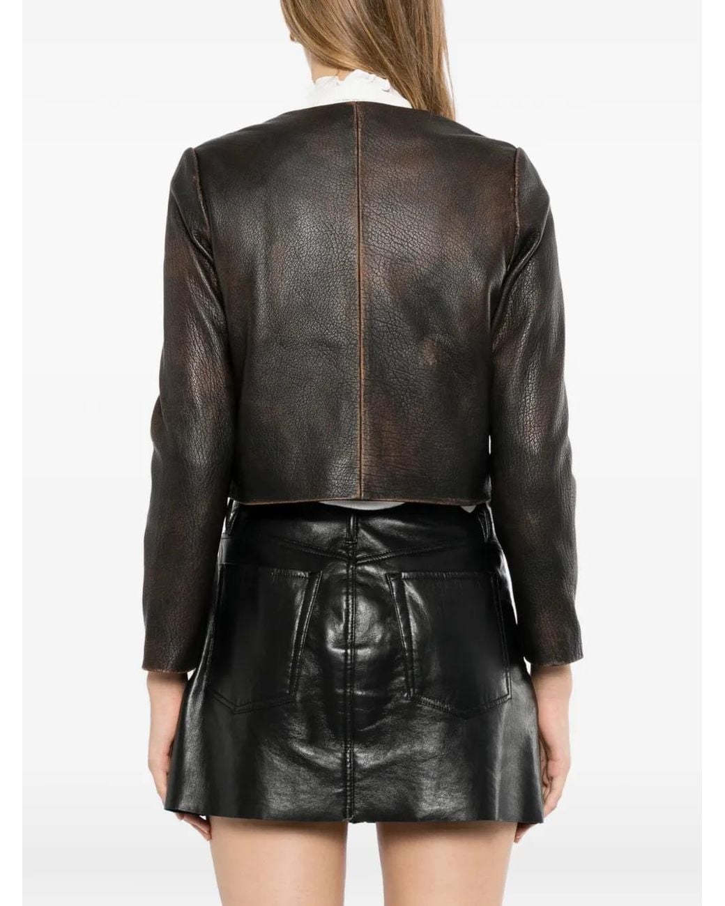 Cynthia Rowley Brown Veste Winona En Cuir
