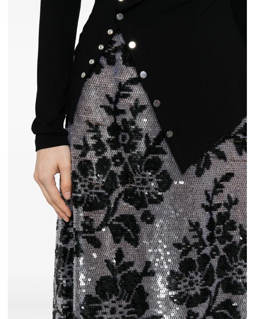 Ashish Black Sequin Mesh Skirt