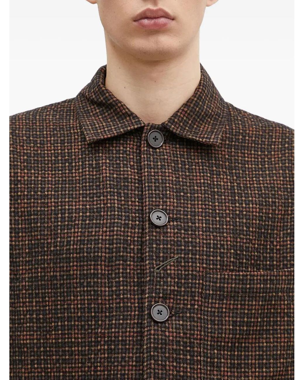 Universal Works Brown Bakers Checked Button Shirt for men