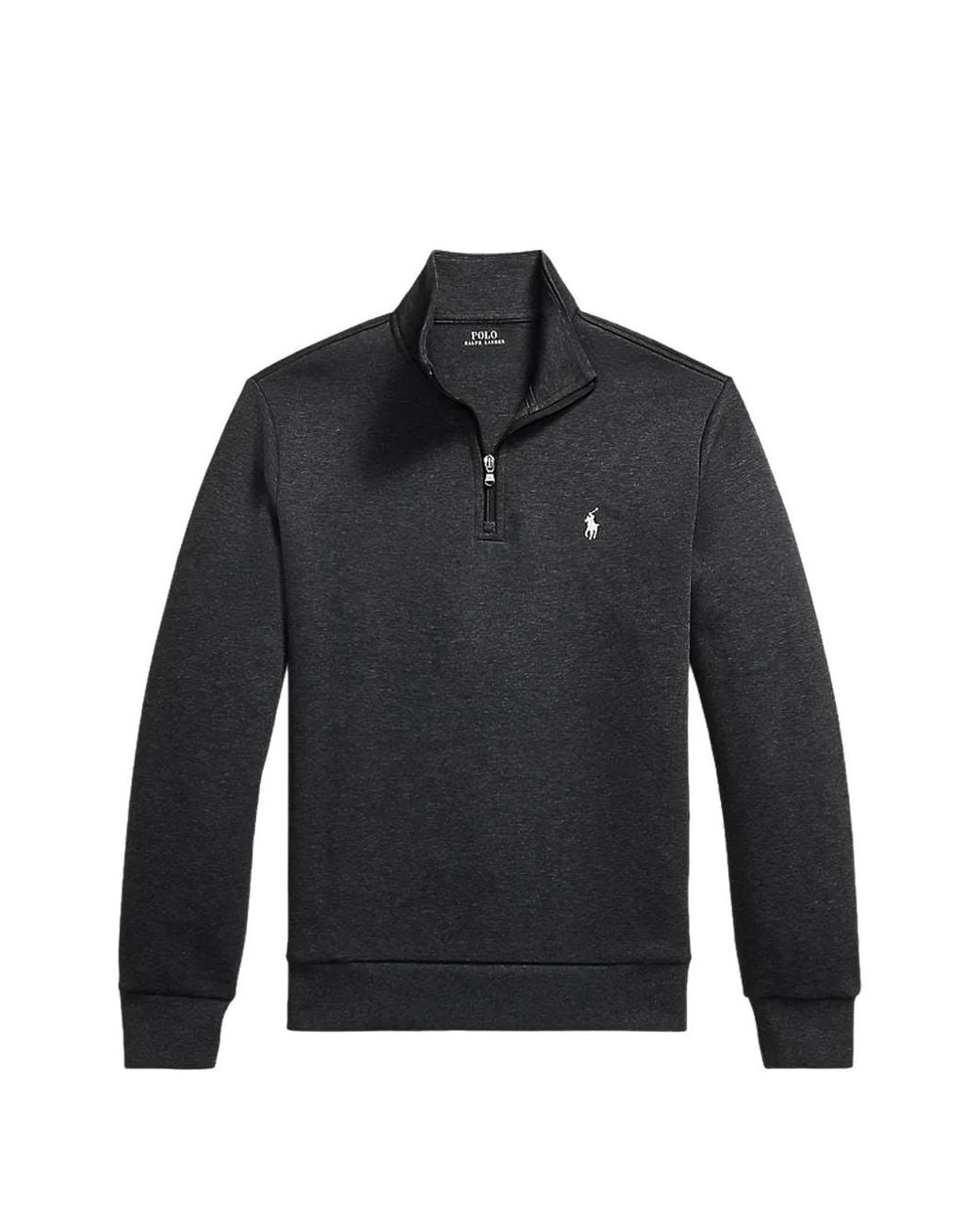 Polo Ralph Lauren Black Quarter-Zip Double-Knit Polo Shirt for men