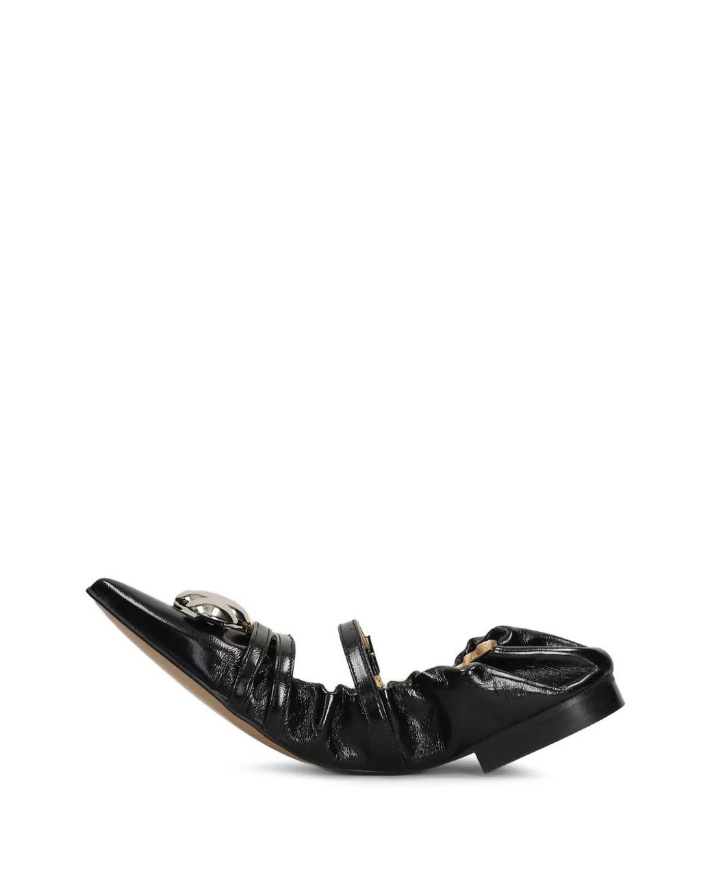 Alchimia Black Buckle-Detail Pointed-Toe Ballet Flats