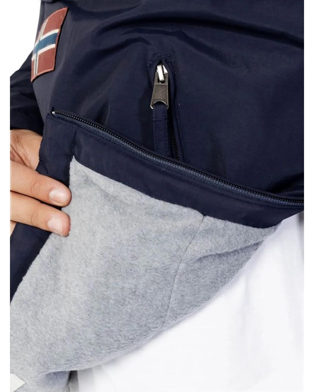 Napapijri Blue Logo-Patch Hooded Jacket for men