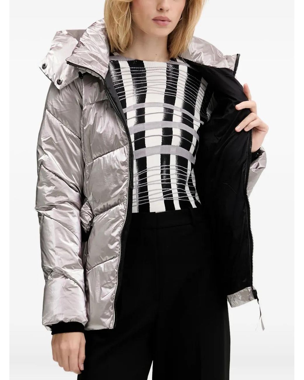 Doudoune À Effet Métallisé Desigual en coloris Gray