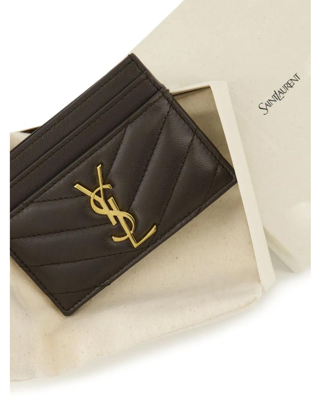 Saint Laurent Black Cassandre Leather Card Case