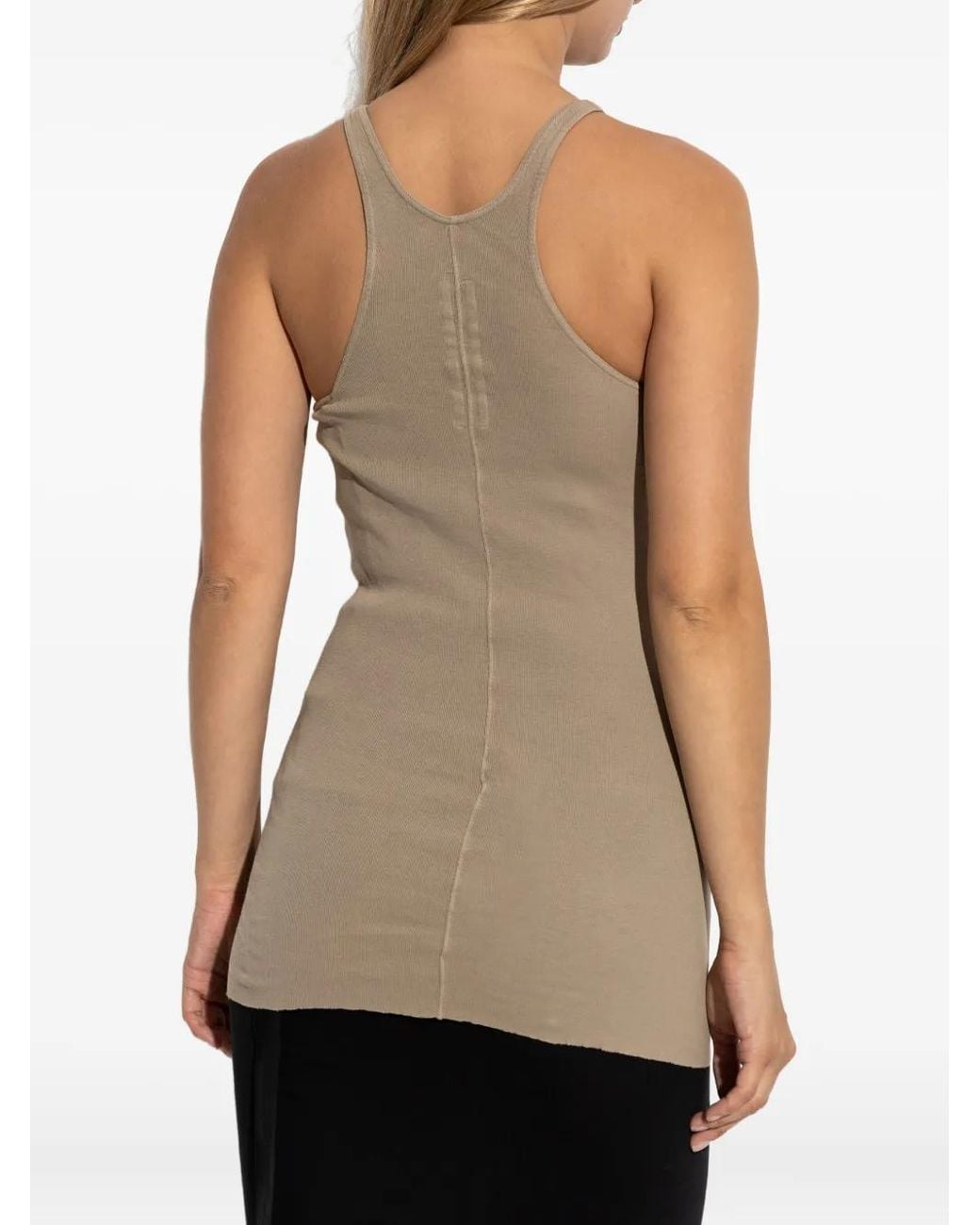 Rick Owens Natural Ribbed Racer-Back Tank Top