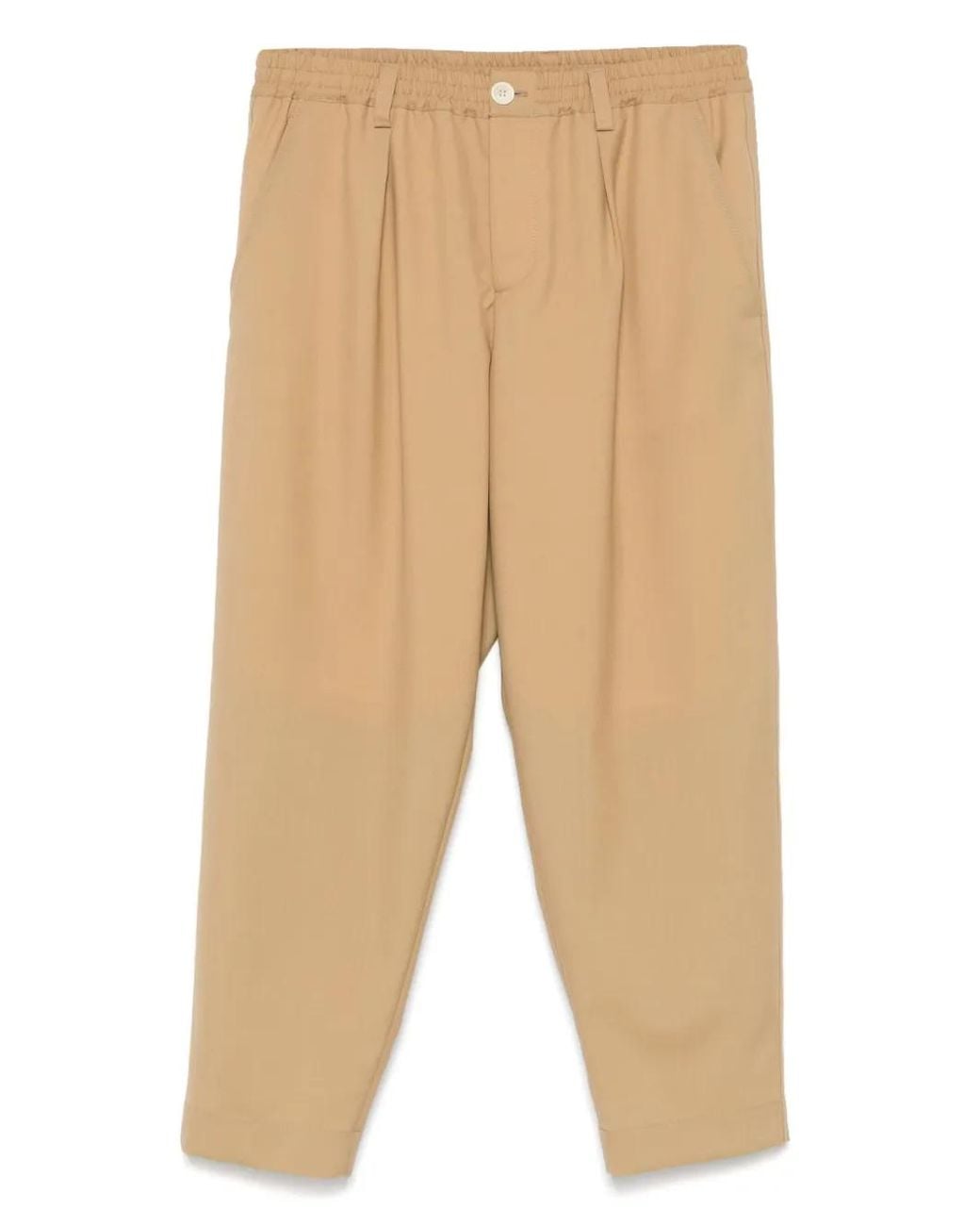 Marni Natural Wool Drawstring-Waist Trousers for men