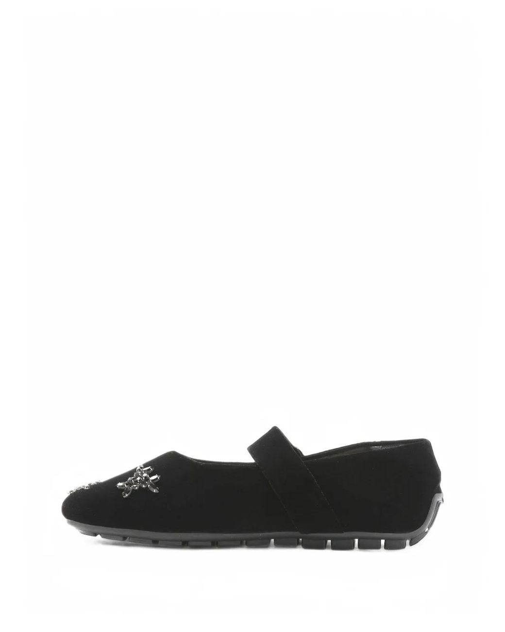Simone Rocha Black Crystal-Embellished Buckle-Strap Ballet Flats