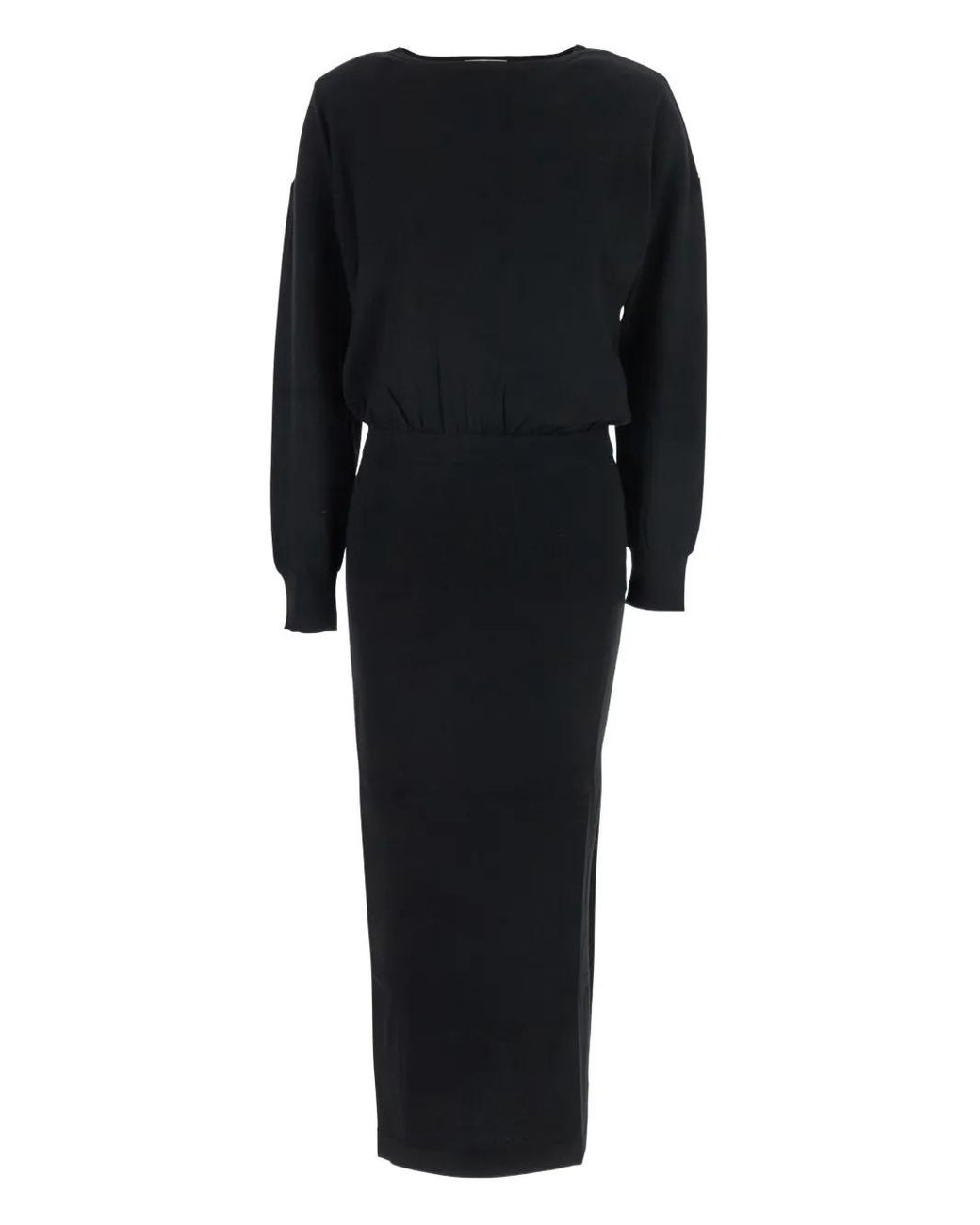 P.A.R.O.S.H. Black Long-Sleeve Maxi Dress