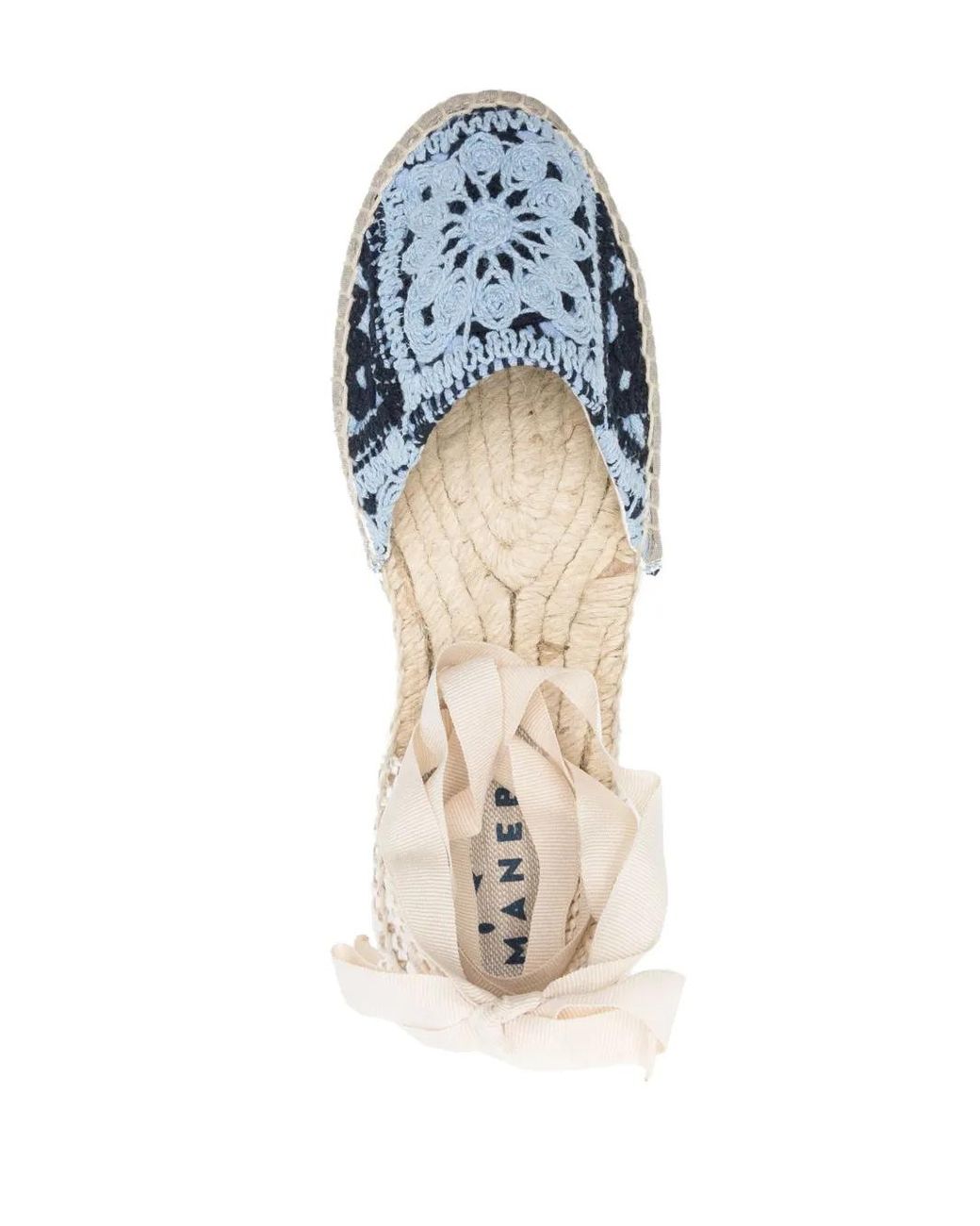 Manebí Blue Crochet-Knit Espadrilles