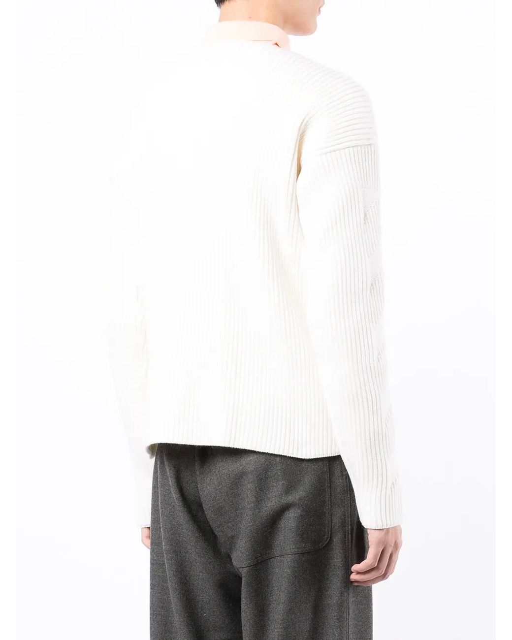 Off-White c/o Virgil Abloh White Ribbed-Knit Crew-Neck Jumper for men