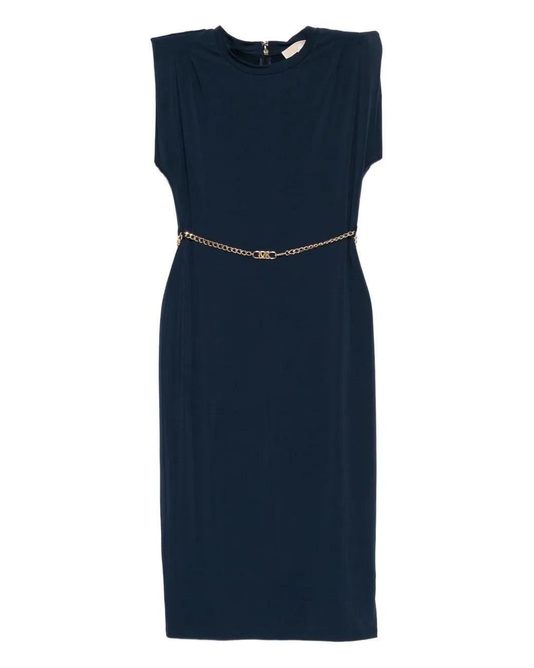 Michael Kors Blue Belted Midi Dress
