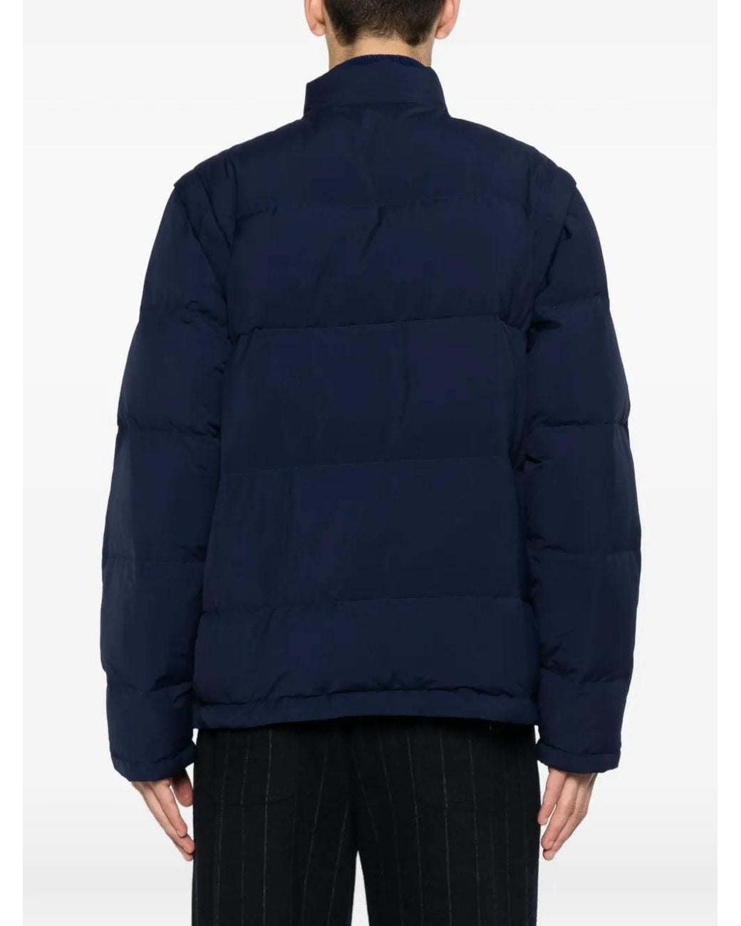 Eleventy Blue Quilted Detachable-Sleeve Jacket for men