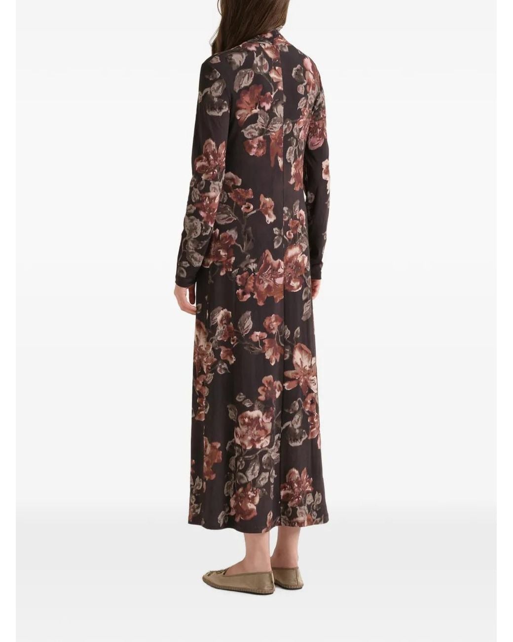 Maliparmi White Frosted Blossom Turtleneck Shift Midi Dress