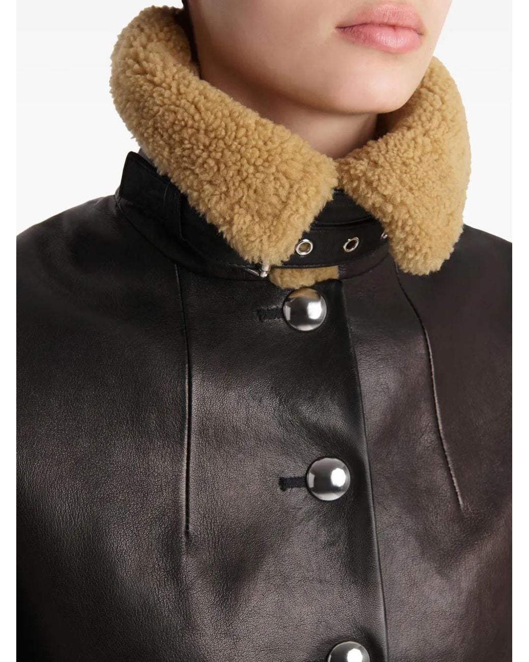 Khaite Black Jodie Shearling-Trim Button Jacket