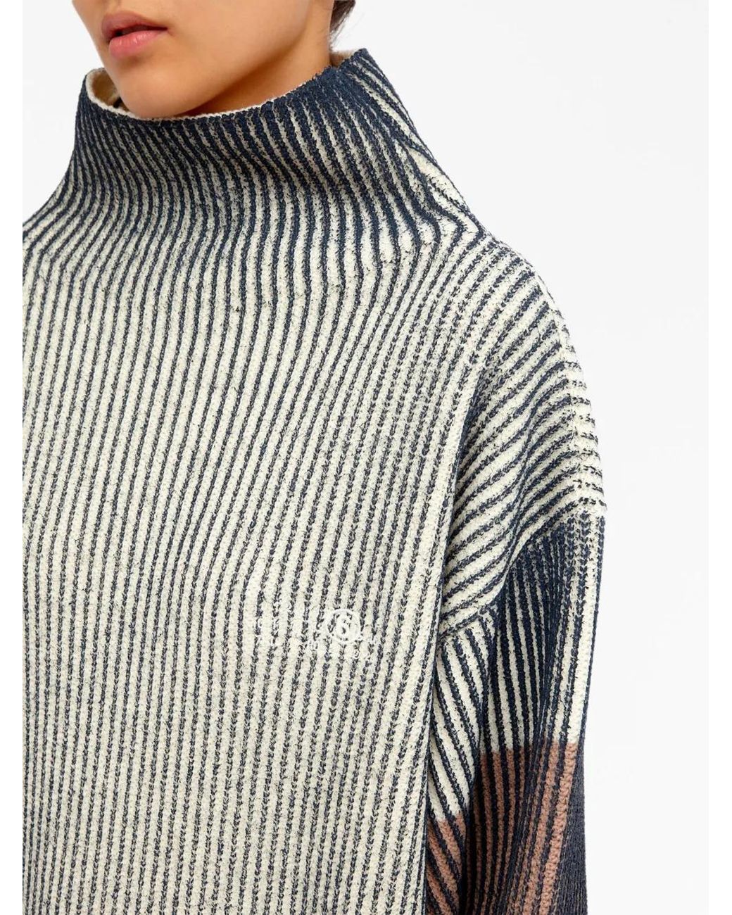MM6 by Maison Margiela Gray High-Neck Ribbed Jumper