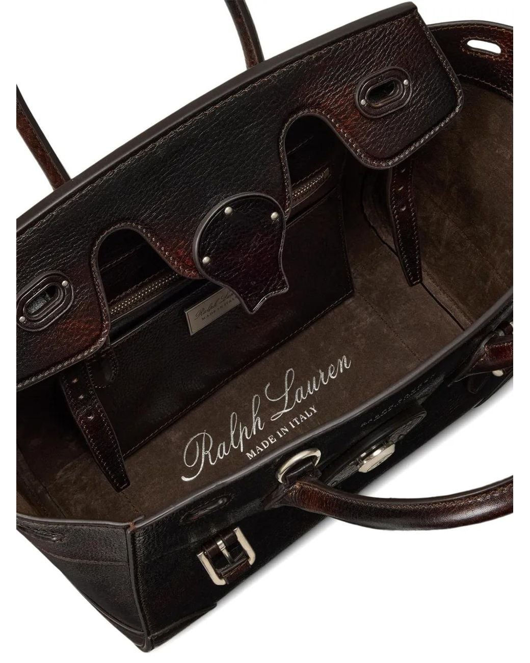 Ralph Lauren Black Soft Ricky Distressed Leather Tote Bag