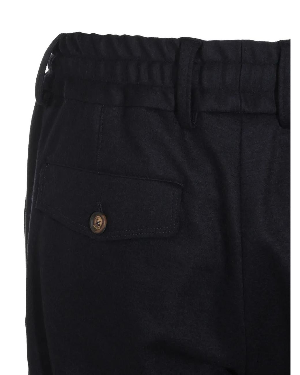 Eleventy Black Rolled-Up Wool-Blend Trousers for men