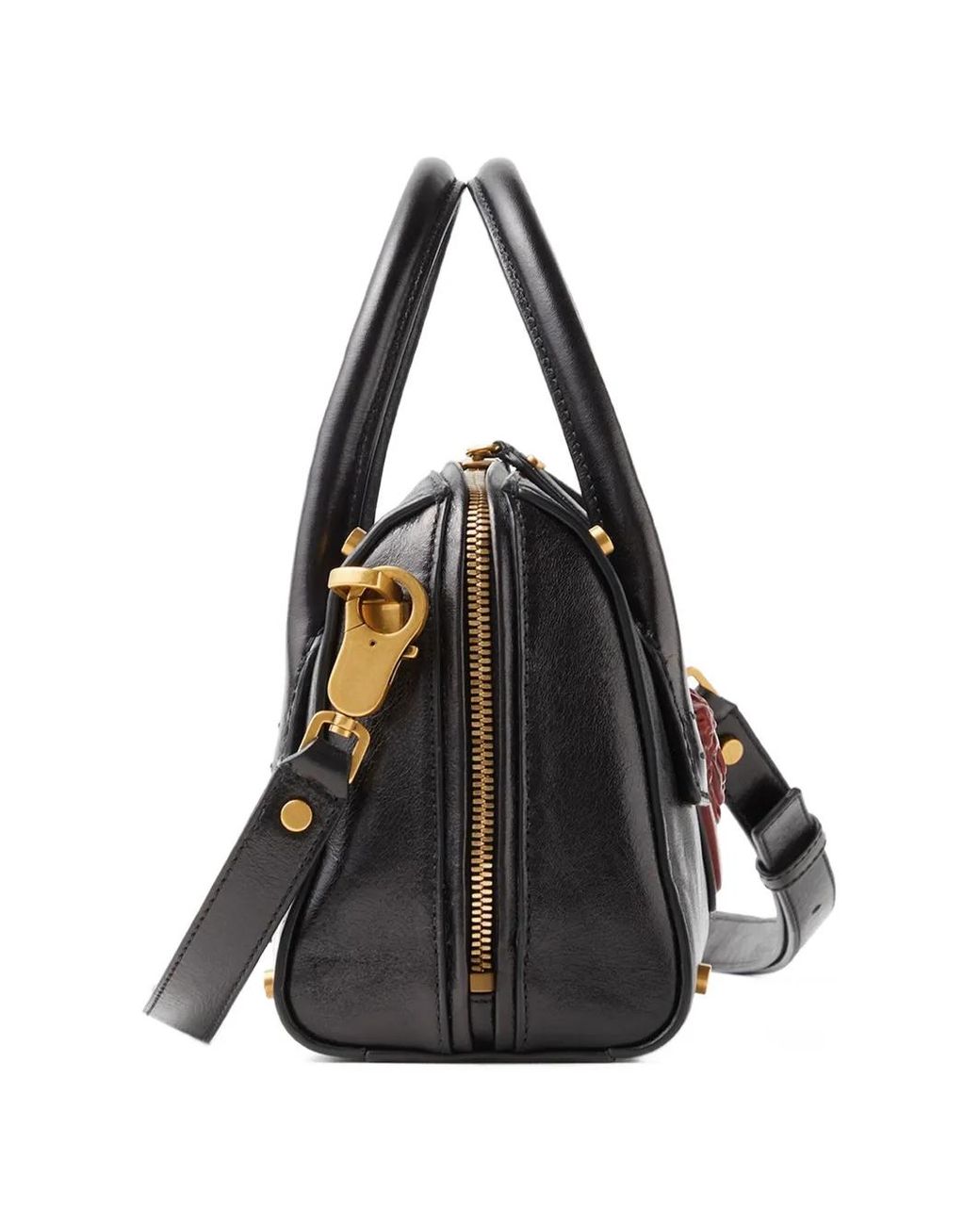 Versace Black Roomy Small Leather Boston Bag