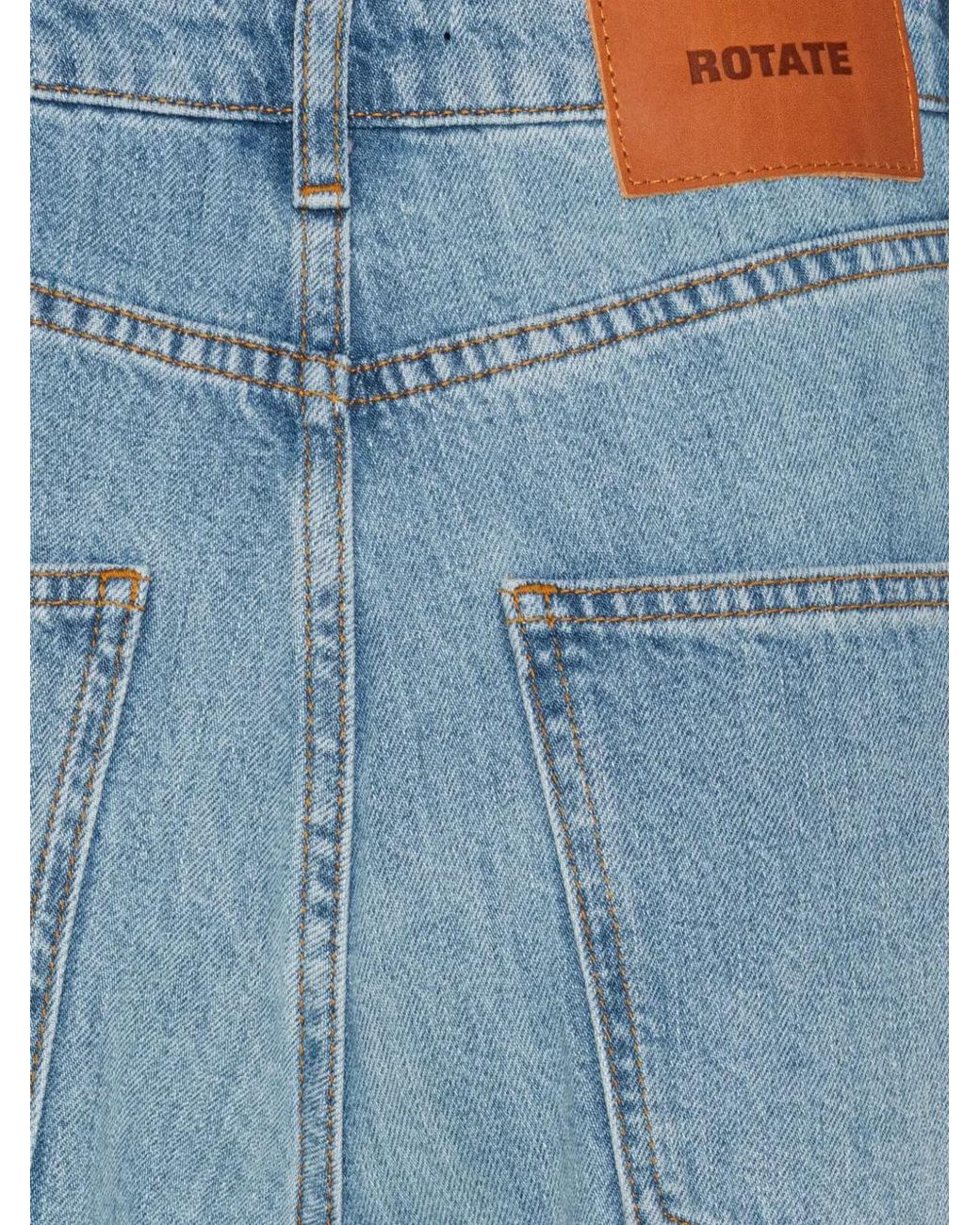 ROTATE BIRGER CHRISTENSEN Blue Draped Barrel Leg Jeans Light Denim