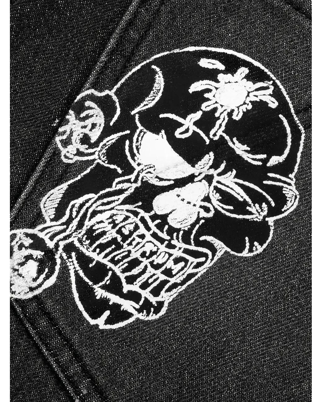 Astrum Black Dedication Graphic-Print Denim Shorts for men