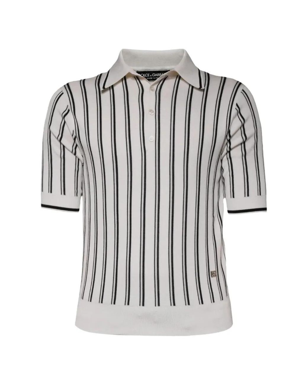 Dolce & Gabbana White Vertical-Stripe Polo Shirt for men