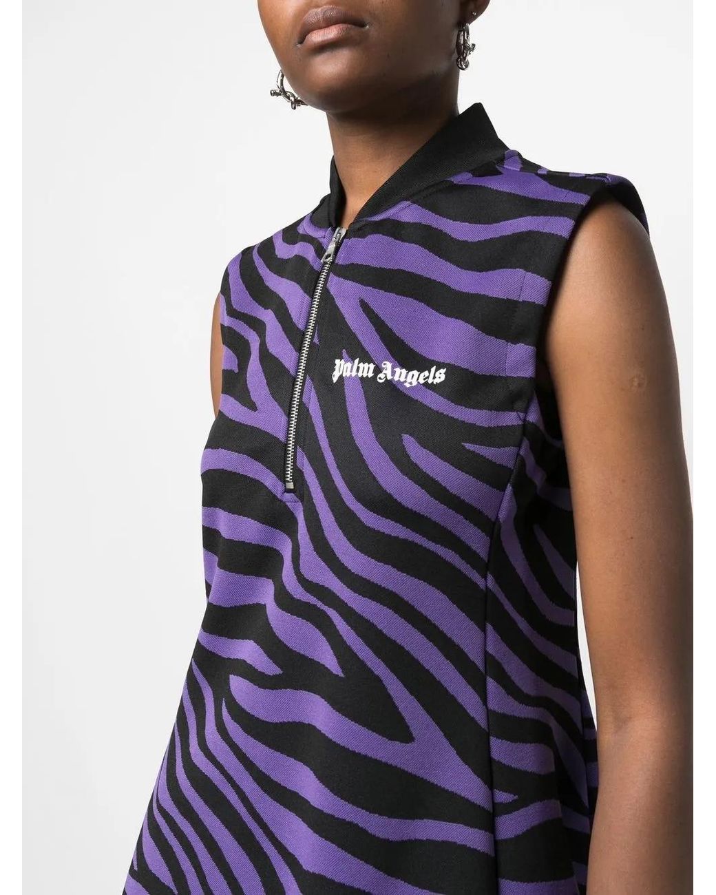 Palm Angels Blue Zebra-Print Shift Minidress