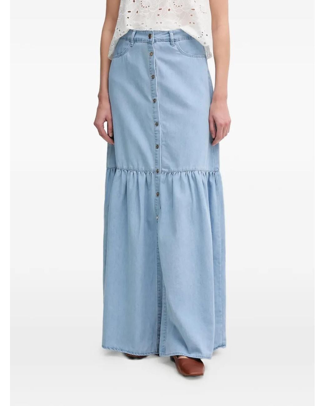 GAUDI Blue Buttoned Maxi Skirt