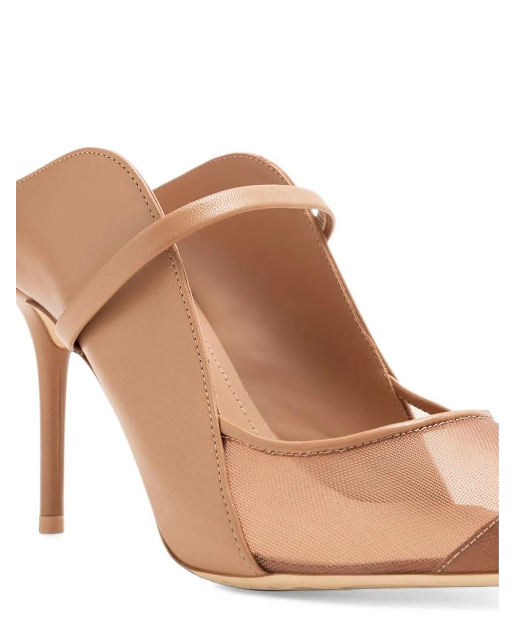 Malone Souliers Natural 85 Maureen Arc Mesh-Panel Mules