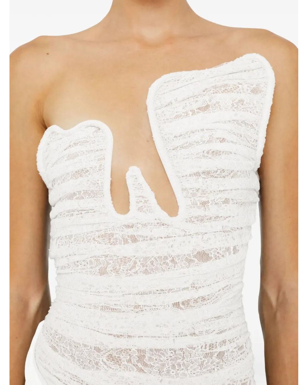 Christopher Esber White Salacia Sculptural Lace Gown