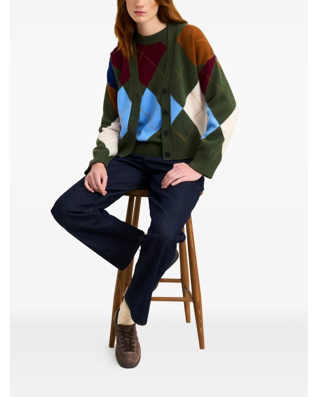 pringle-of-scotland-argyle-pattern-cardigan-in-green-lyst