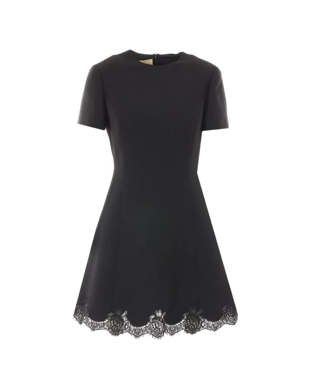 Valentino Garavani Black Robe Bordée De Dentelle À Coupe Courte