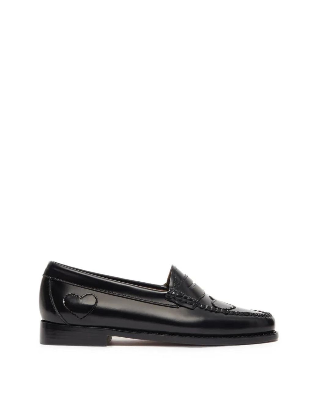 G.H.BASS Black Weejuns Heart-Patch Penny Loafers