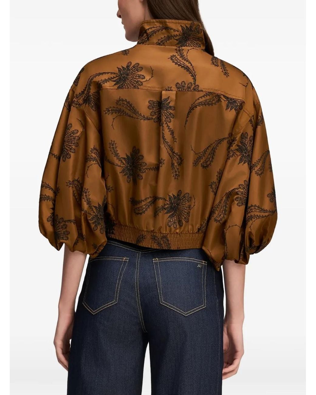 Cinq À Sept Brown Iggy Paisley-Embroidered Cropped Jacket