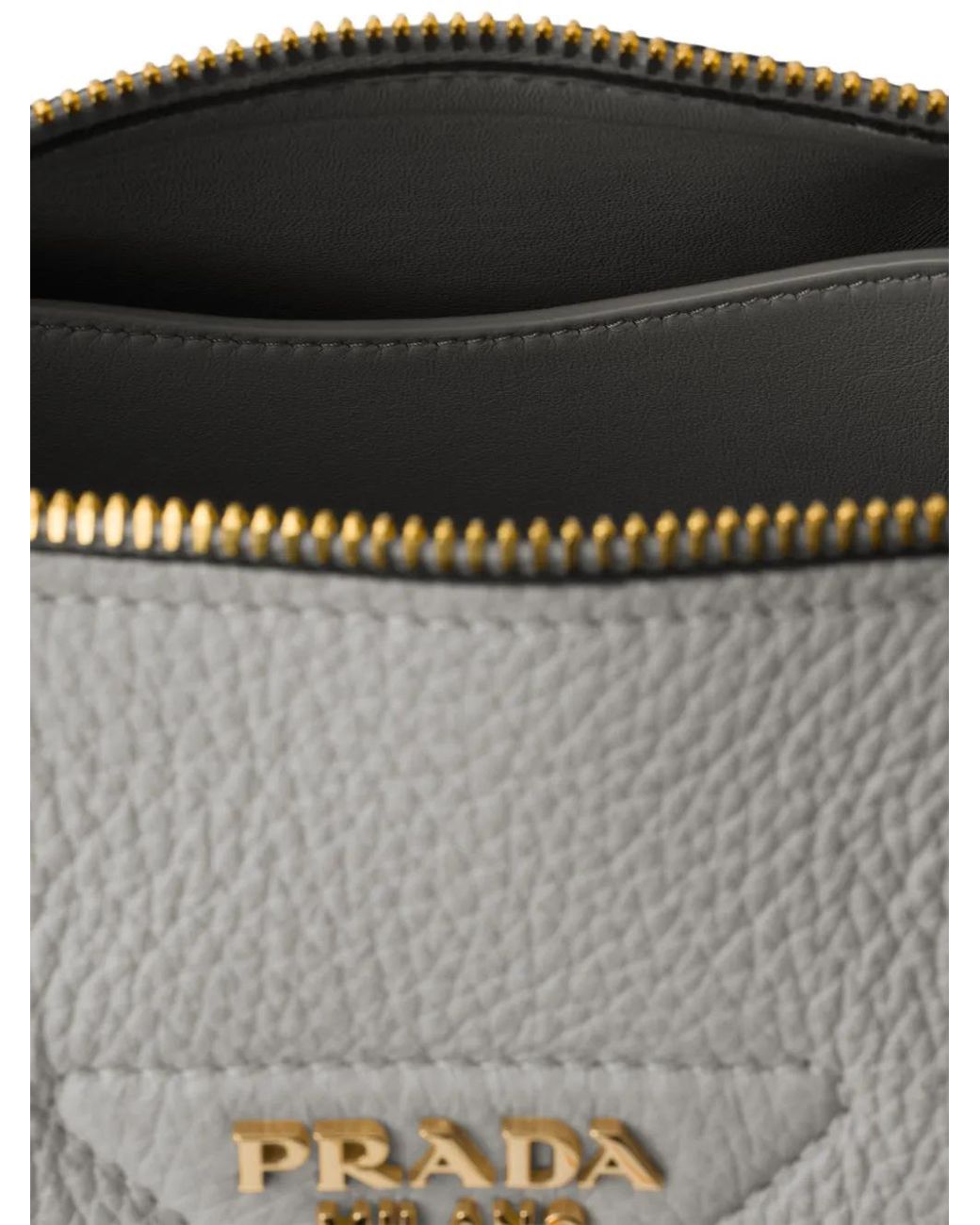 Prada Gray Logo-Detail Leather Tote Bag