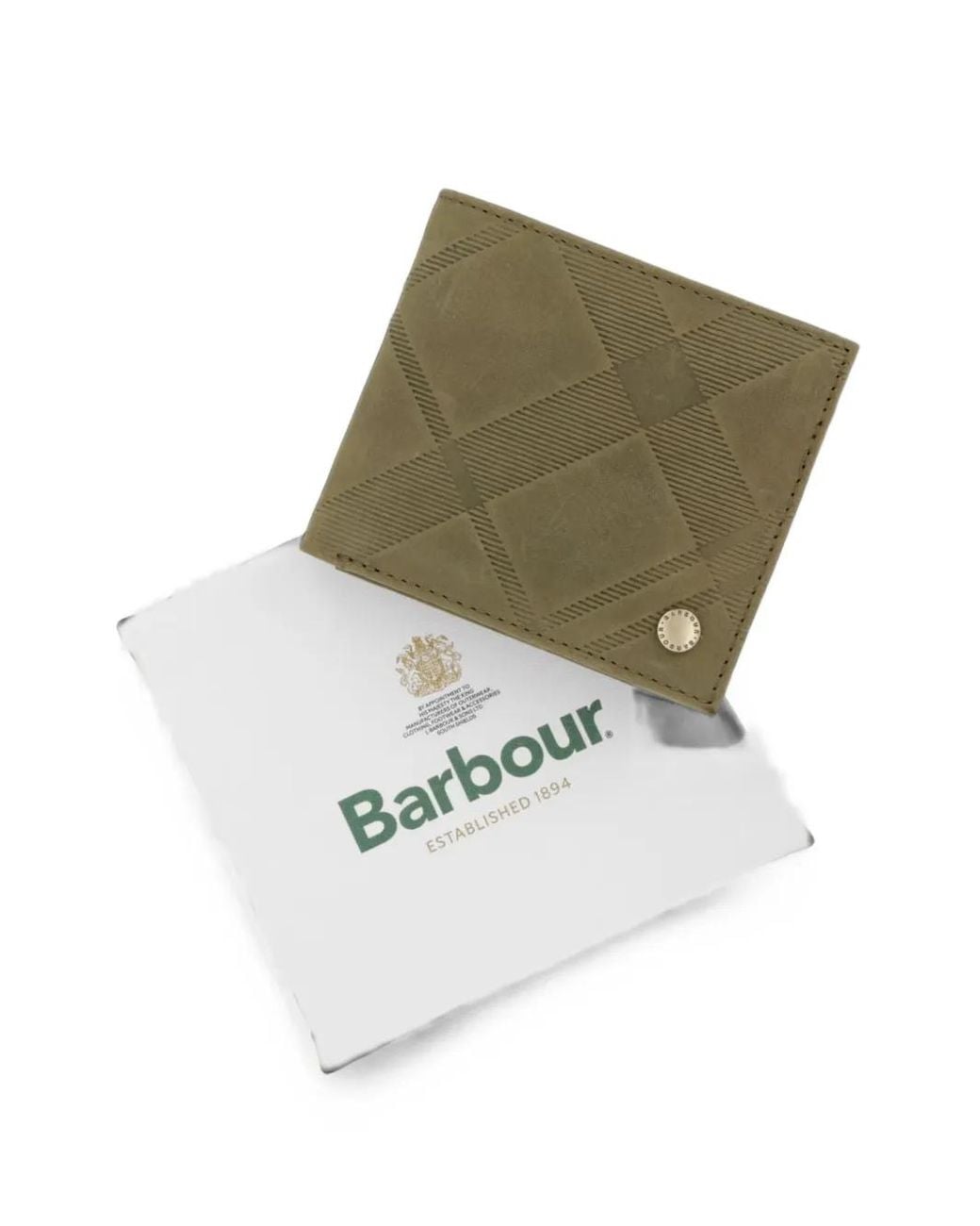 Barbour Green Beith Tartan-Embossed Leather Wallet for men