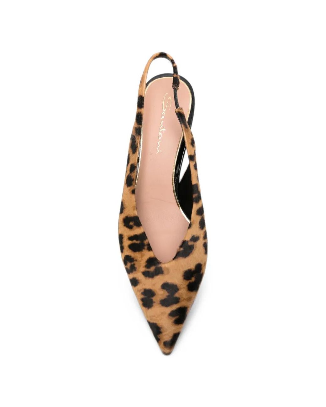 Santoni Brown Nora Leopard-Print Slingback Pumps