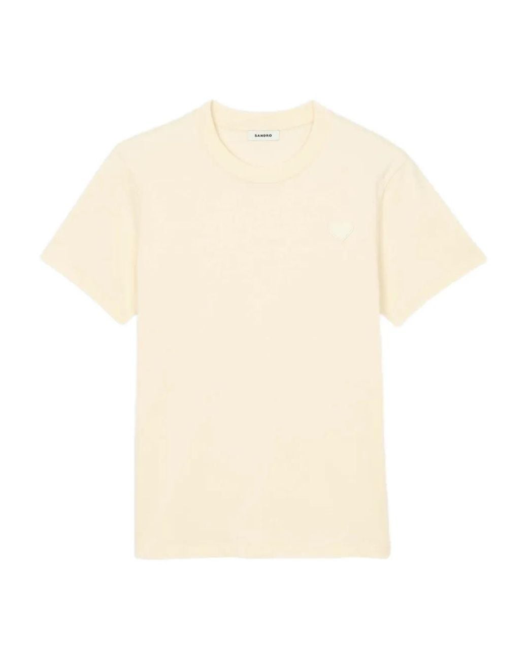 Sandro White T-Shirt With Heart Patch for men