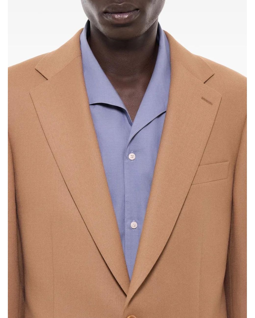 Fursac Brown Single-Breasted Wool Blazer for men