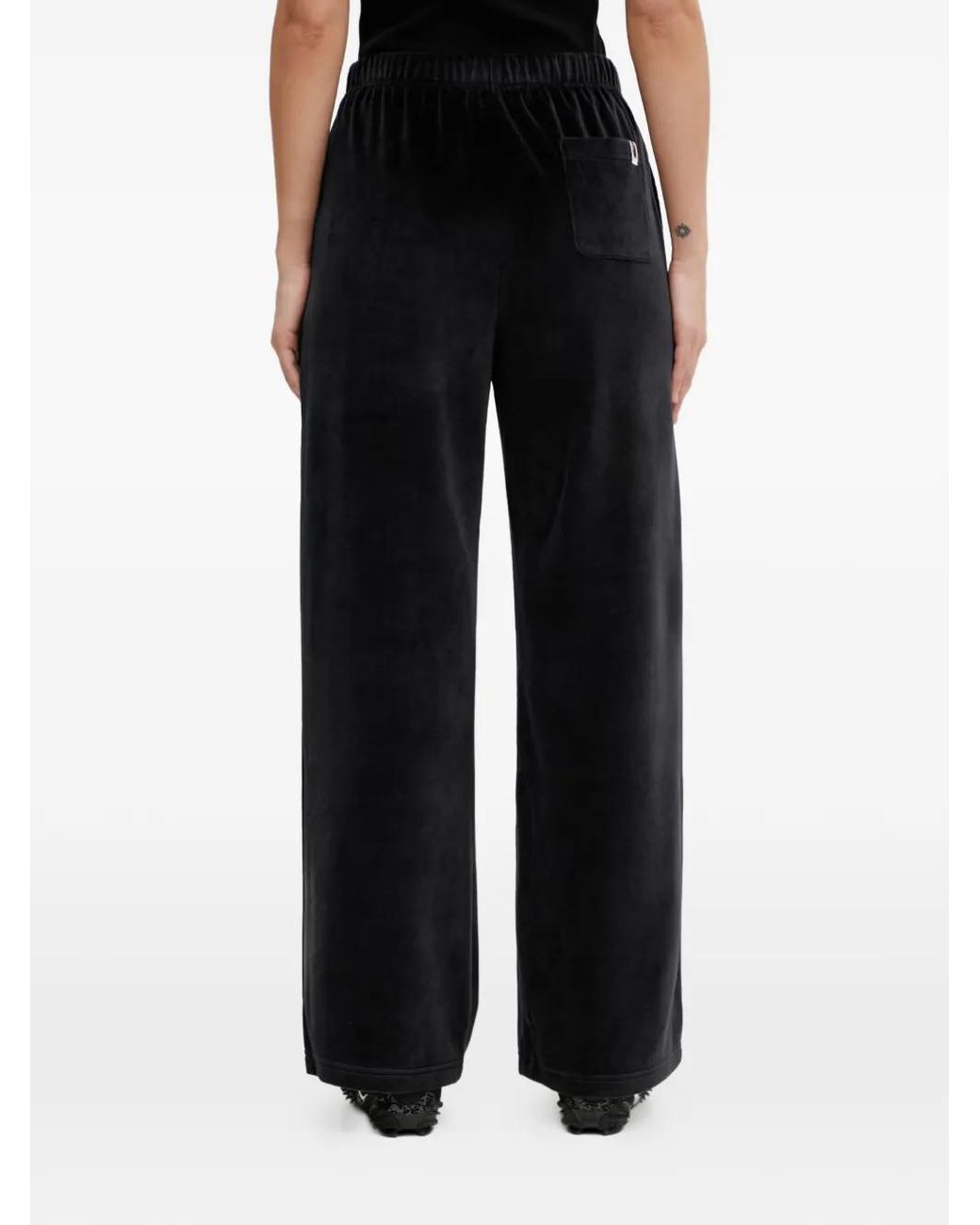 A Bathing Ape Black Pantalon En Velours À Ornements Strassés
