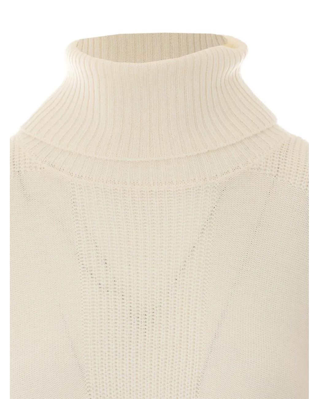 Liu Jo White Wool-Blend Turtleneck With Buttons