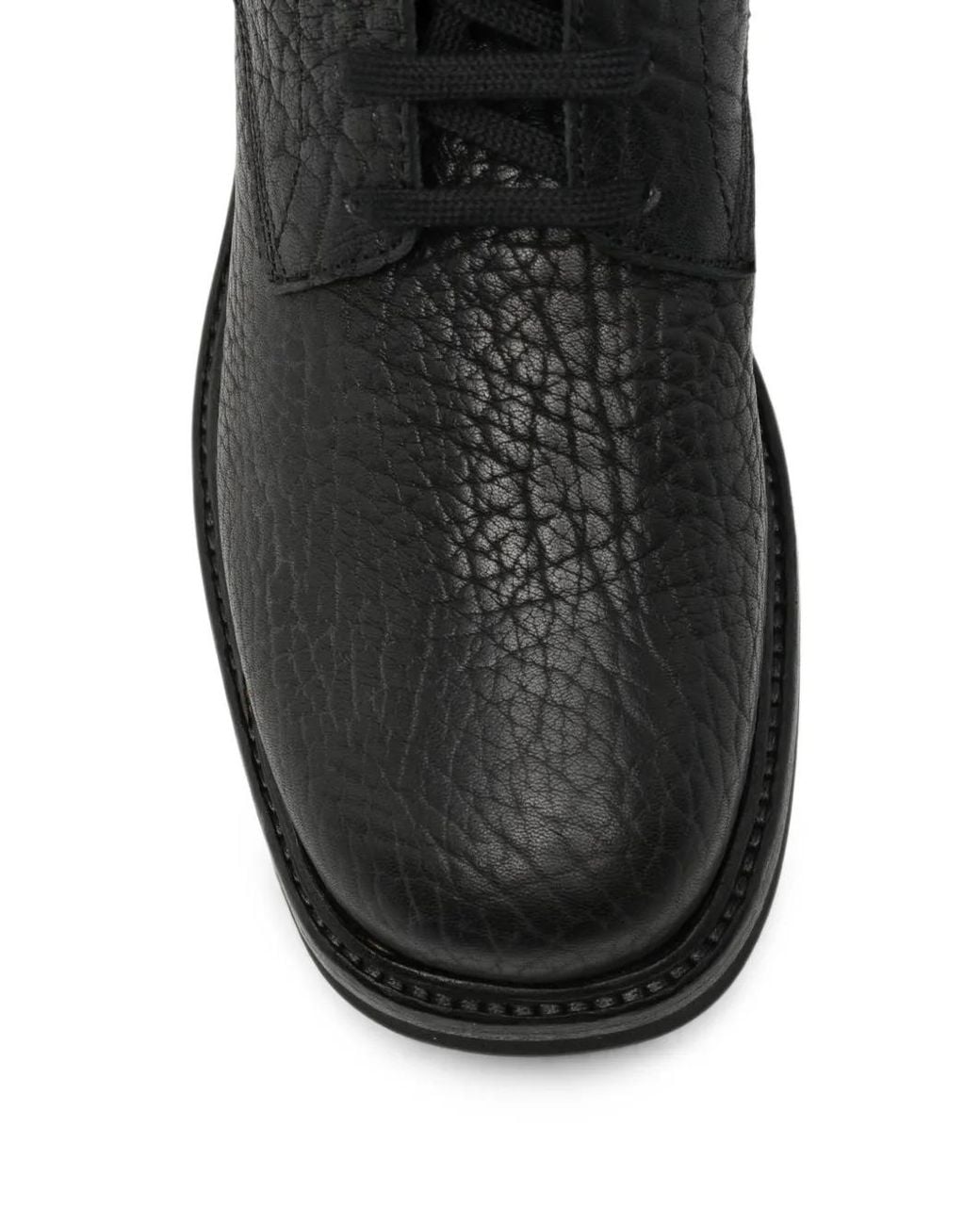 Gentry Portofino Black Grainy Leather Lace-Up Boots