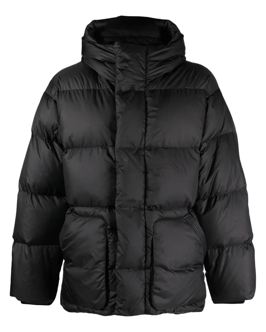 Ienki Ienki Black Michlin Zip-Up Quilted Hooded Jacket for men