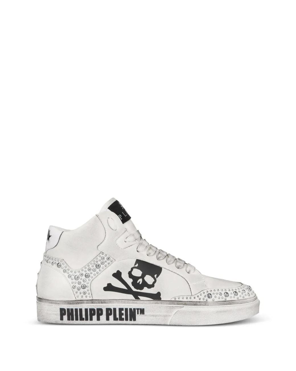 Philipp Plein White Hi-Top Sneakers Retrokickz Mix Studs