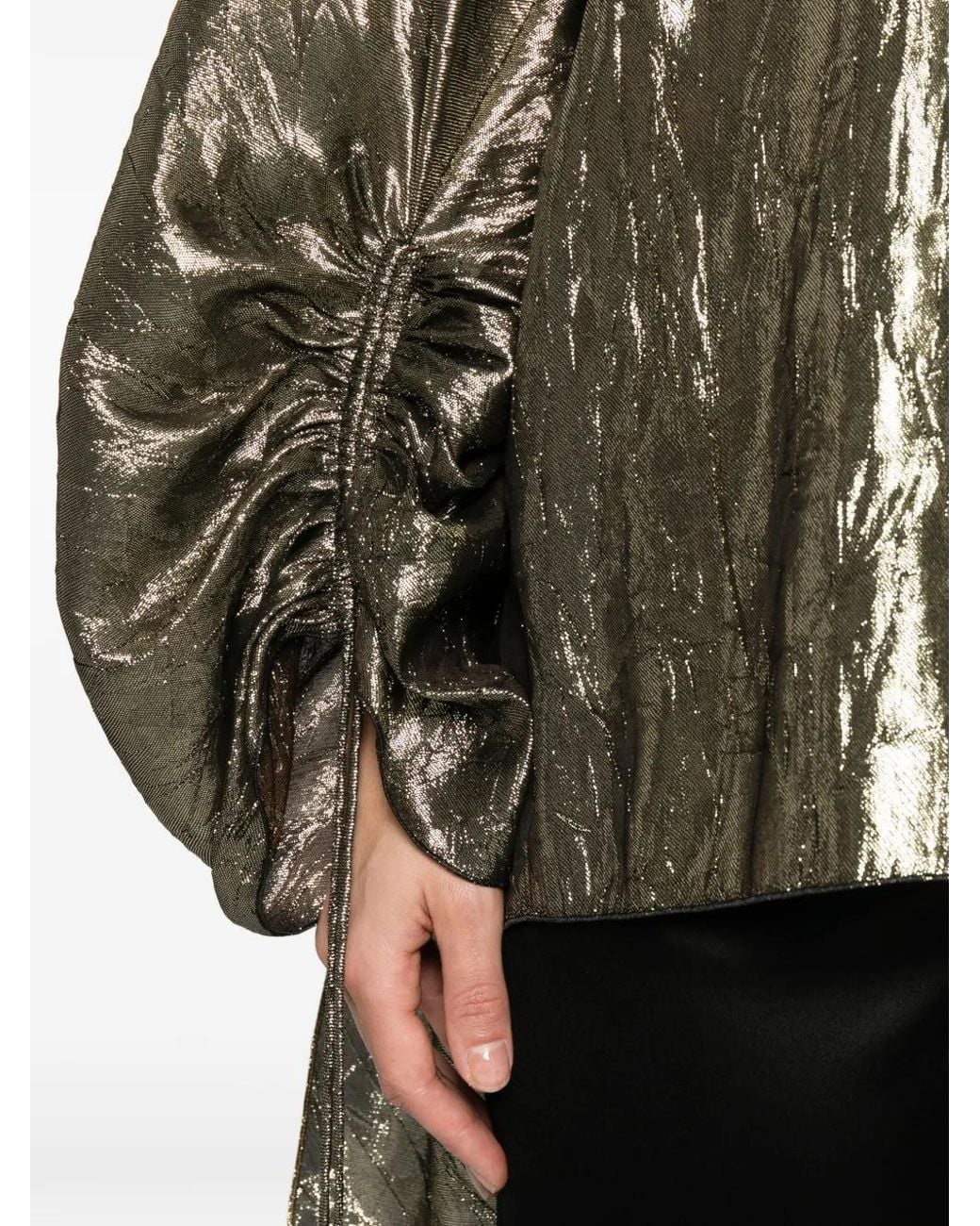 Lanvin Metallic Button Asymmetric Top
