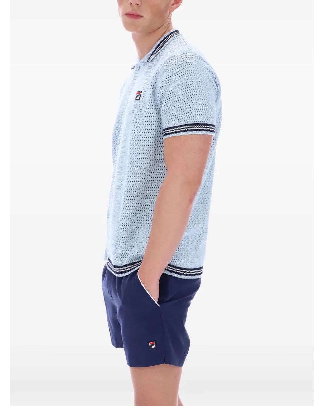 Fila Blue Domenico Crochet-Knit Shirt for men