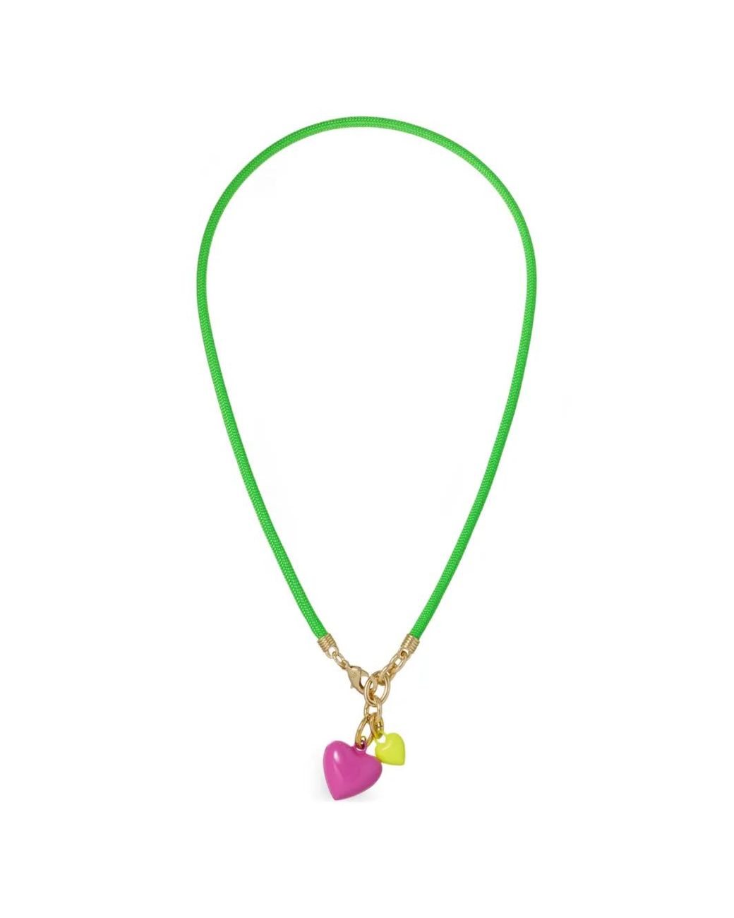 Roxanne Assoulin Green Happy Cord Mini Double Heart Necklace