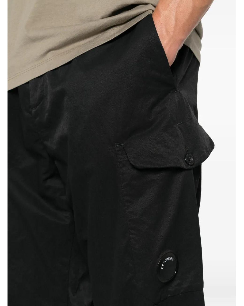 C P Company Black Lens-Detail Cargo Pants for men