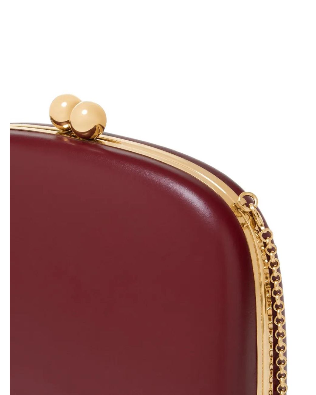 Carolina Herrera Red Vega Leather Clutch Bag