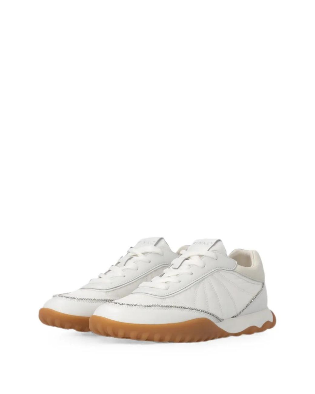 Pinko White Leather Sneakers With Rhinestones